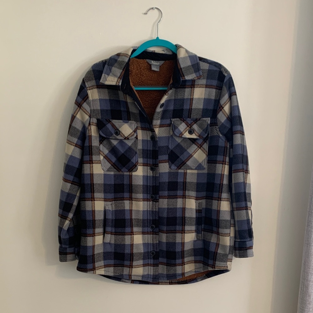 Natural Reflections Navy and Cream Plaid Fleece